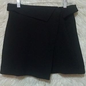 Lush black fake wrap mini skirt